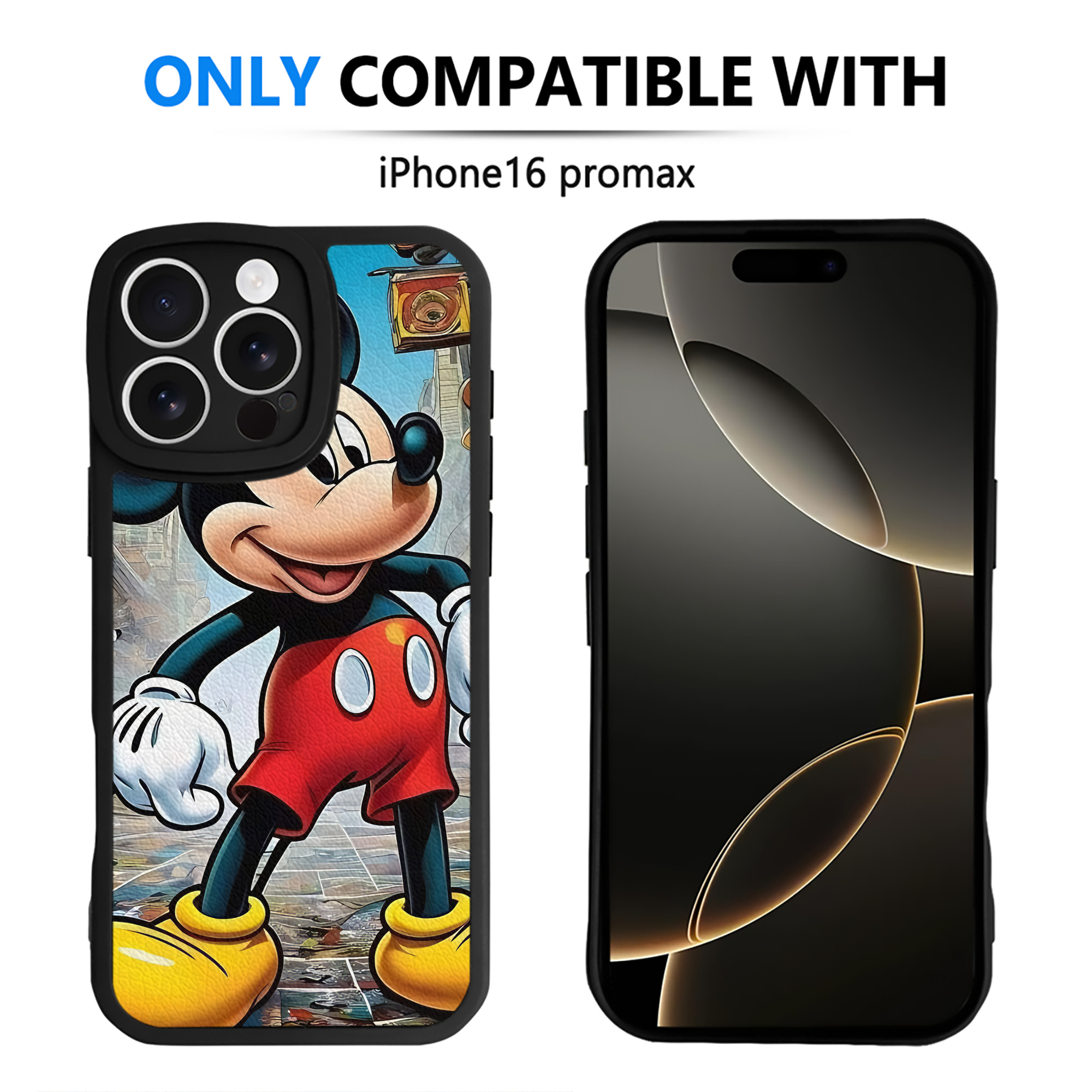 （画像用） ミッキーマウス Mickey Mouse 【iPhone 16シリーズ対応】シリコンスマホケース（レザー調） 材質：シリコン